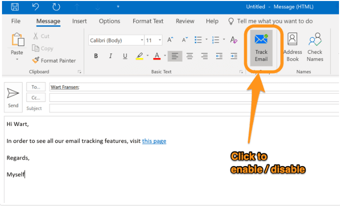 how to enable email tracking in outlook