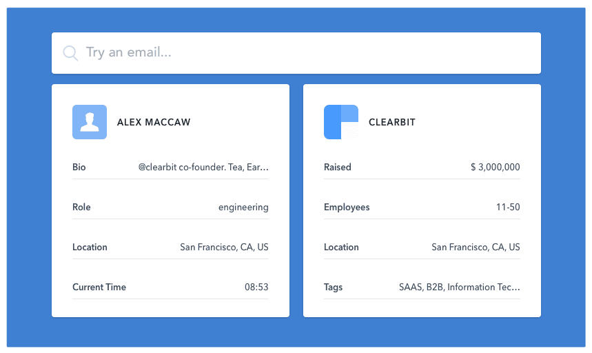sales contact database clearbit tool
